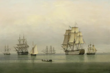 Oorlogsschepen op een kalme zee